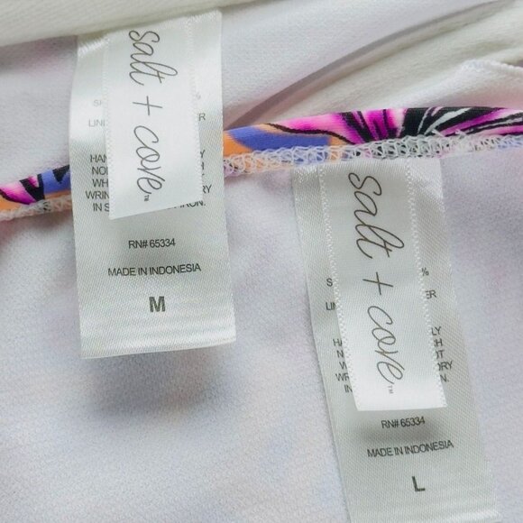SALT + COVE Womens Swimsuit 2-Piece Poly Colorful Floral Size Top M/Bottom L - Picture 7 of 9